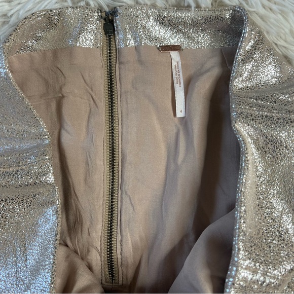 Free People Modern Femme metallic rose gold crackle suede mini skirt size 4 - Picture 8 of 11